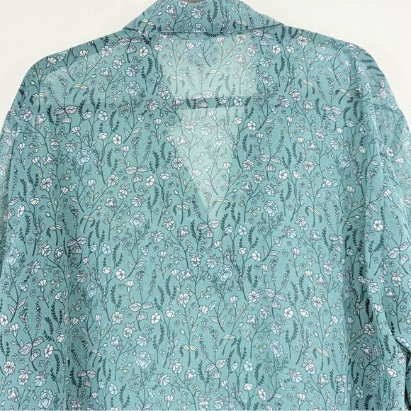 Cabi 3761 Chase Field of Flowers Teal Flowy Long Sleeve V Neck Pullover Blouse - Picture 11 of 16